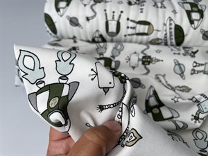 Bomuldsjersey - med både robotter og raketter
